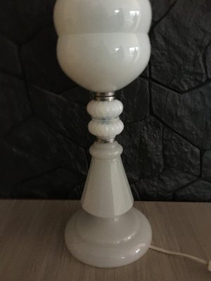 Large White Glass Table Lamp, 1970s-WQQ-775627