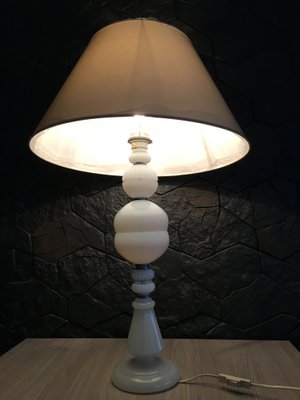 Large White Glass Table Lamp, 1970s-WQQ-775627