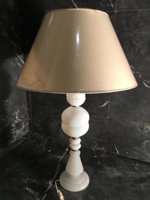 Large White Glass Table Lamp, 1970s-WQQ-775627