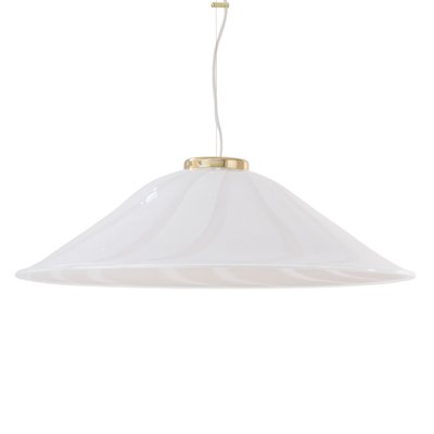 Large White Murano Glass Ceiling Lamp with Filigree Spiral-MPO-1325997