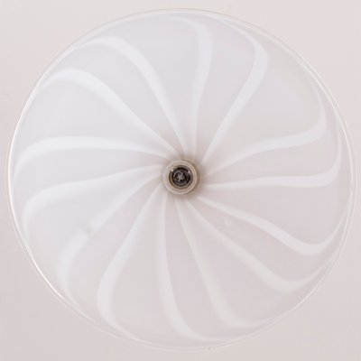 Large White Murano Glass Ceiling Lamp with Filigree Spiral-MPO-1325997