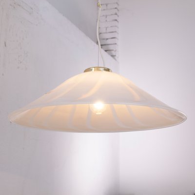 Large White Murano Glass Ceiling Lamp with Filigree Spiral-MPO-1325997