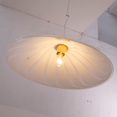 Large White Murano Glass Ceiling Lamp with Filigree Spiral-MPO-1325997