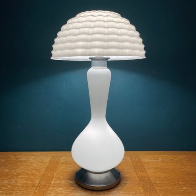 Large White Murano Mushroom Table Lamp, Italy, 1970s-WQC-1397300