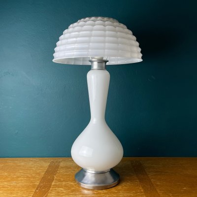 Large White Murano Mushroom Table Lamp, Italy, 1970s-WQC-1397300