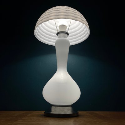 Large White Murano Mushroom Table Lamp, Italy, 1970s-WQC-1397300