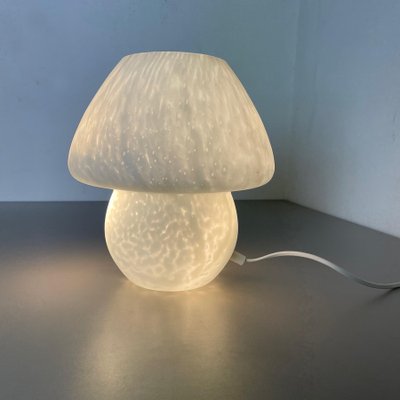 Large White Mushroom Frosted Glass Table Light, Italy, 1970s-QZ-1125099