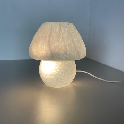 Large White Mushroom Frosted Glass Table Light, Italy, 1970s-QZ-1125099