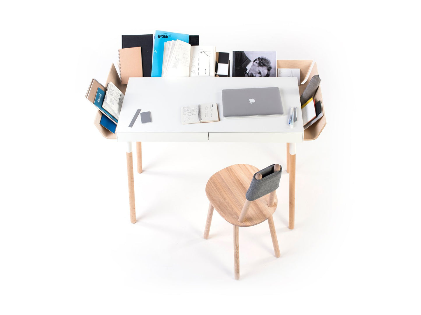 Large White My Writing Desk in Birch by etc.etc. for Emko