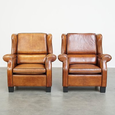 Large Wing Chairs in Sheep Leather, Set of 2-HPP-2033010