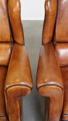 Large Wing Chairs in Sheep Leather, Set of 2-HPP-2033010