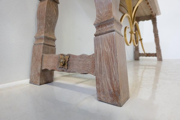 Large Wood and Travertine Console, 1940s-FGA-1817140