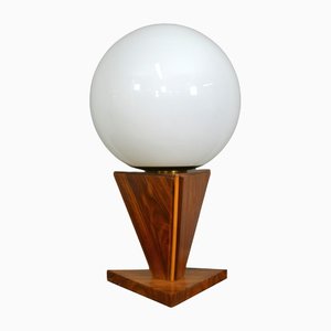 Large Wood & Glass Table Lamp, Italy, 1960s-QZZ-1144053