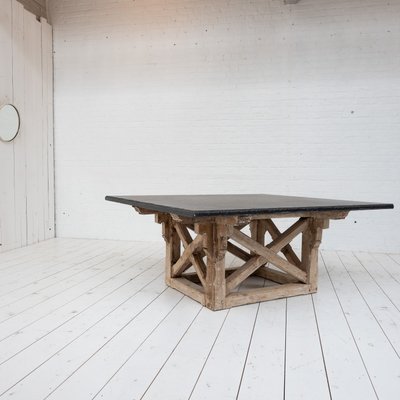 Large Wooden and Blue Stone Dining Table, 1900-RB-2021361