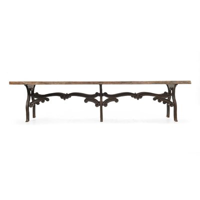 Large Wooden and Cast Iron Industrial Table-NQ-1003823