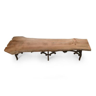 Large Wooden and Cast Iron Industrial Table-NQ-1003823