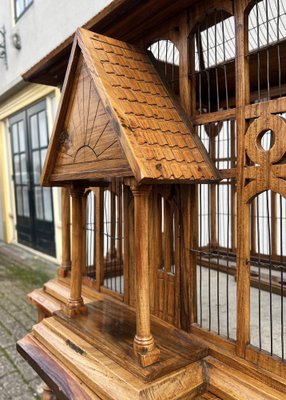 Large Wooden Bird Cage on Stand, 1900s-WZZ-1754538