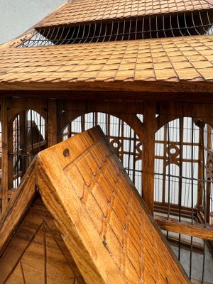 Large Wooden Bird Cage on Stand, 1900s-WZZ-1754538