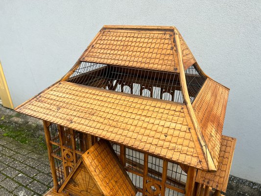 Large Wooden Bird Cage on Stand, 1900s-WZZ-1754538