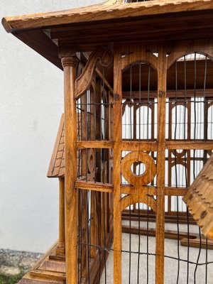 Large Wooden Bird Cage on Stand, 1900s-WZZ-1754538