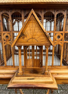 Large Wooden Bird Cage on Stand, 1900s-WZZ-1754538