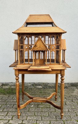 Large Wooden Bird Cage on Stand, 1900s-WZZ-1754538