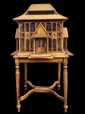 Large Wooden Bird Cage on Stand, 1900s-WZZ-1754538