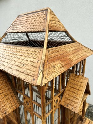 Large Wooden Bird Cage on Stand, 1900s-WZZ-1754538