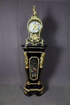 Large Wooden & Brass Inlay Clock-WSV-1144438