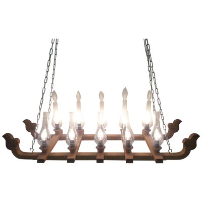 Large Wooden Chandelier, 1940s-TZ-785974