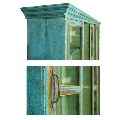 Large Wooden Display Case with Turquoise Patina, 1940s-NQ-784938