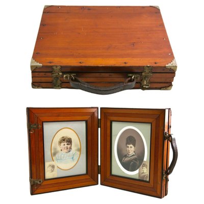 Large Wooden Double Folding Travel Picture Frame, 1870s-MJY-1224094