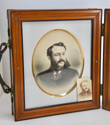 Large Wooden Double Folding Travel Picture Frame, 1870s-MJY-1224094