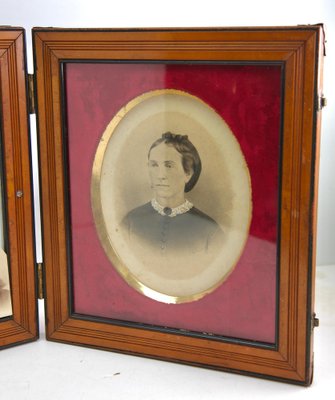 Large Wooden Double Folding Travel Picture Frame, 1870s-MJY-1224094