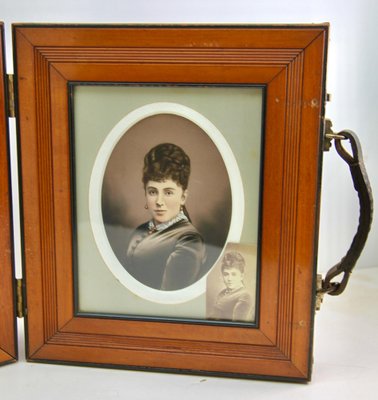 Large Wooden Double Folding Travel Picture Frame, 1870s-MJY-1224094