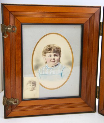 Large Wooden Double Folding Travel Picture Frame, 1870s-MJY-1224094