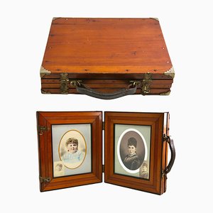 Large Wooden Double Folding Travel Picture Frame, 1870s-MJY-1224094