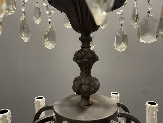 Large Wrought Iron Crystal Chandelier, 1920s-JJC-965836