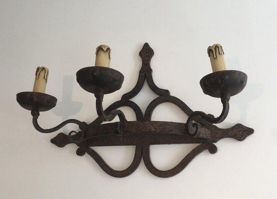 Large Wrought Iron Wall Lamp-BA-1365537