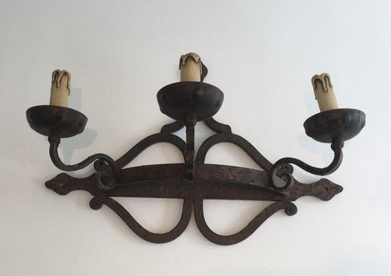 Large Wrought Iron Wall Lamp-BA-1365537