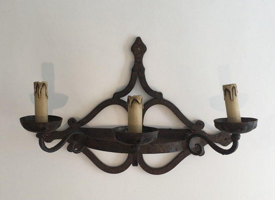 Large Wrought Iron Wall Lamp-BA-1365537