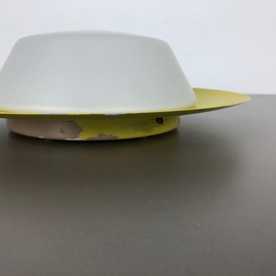 Large Yellow Wall Light with Metal & Opaline Glass in the Style of Stilnovo, Italy, 1960s-QZ-1052997