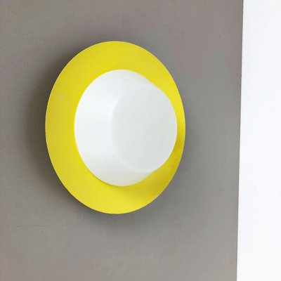 Large Yellow Wall Light with Metal & Opaline Glass in the Style of Stilnovo, Italy, 1960s-QZ-1052997