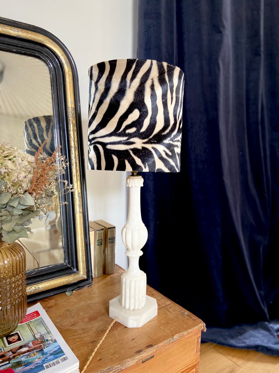 Large Zebra Lamp in Alabaster, 1960s