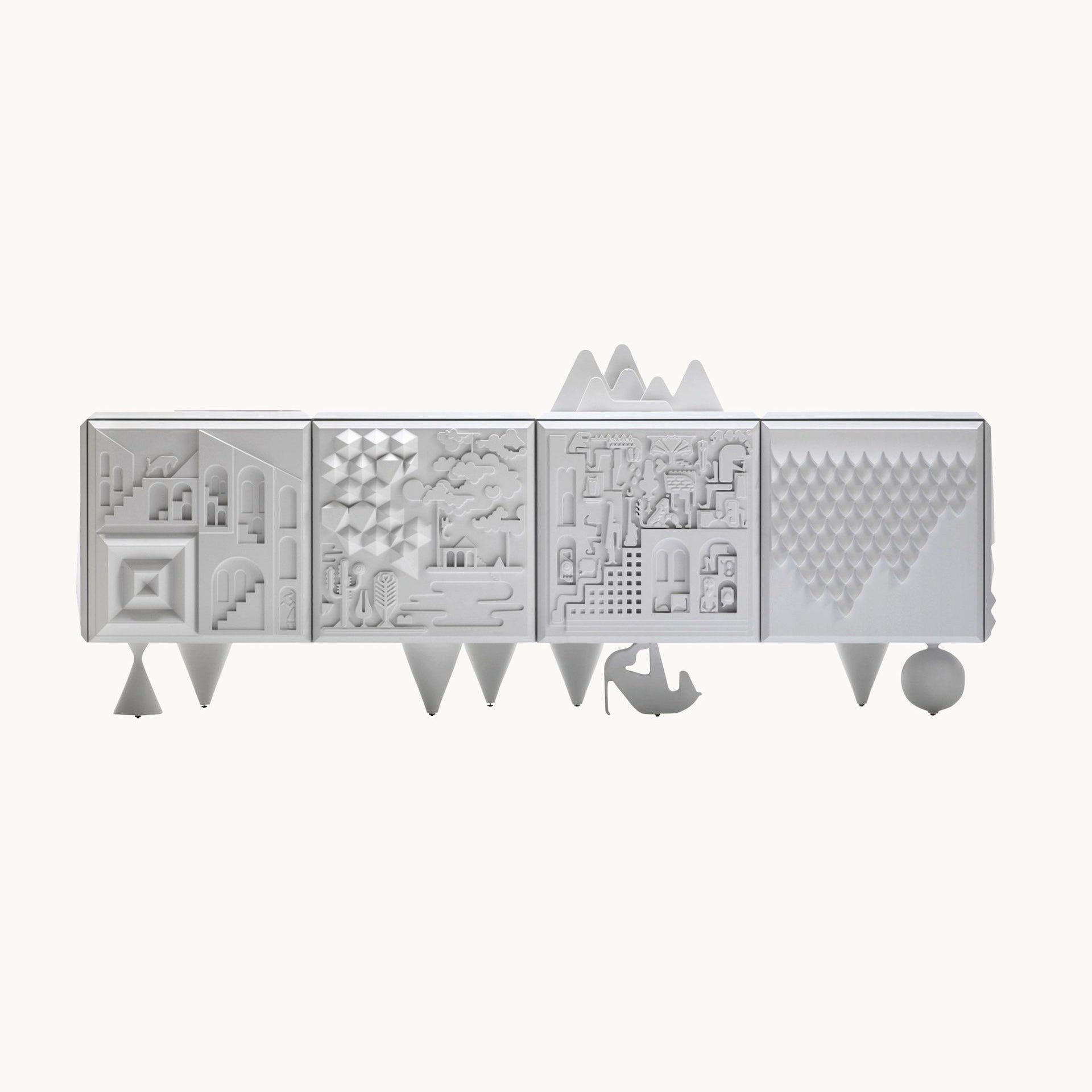 MDF Cabinet/sideboard with doors TOUT VA BIEN 4A by Bd Barcelona Design #Greyshi White