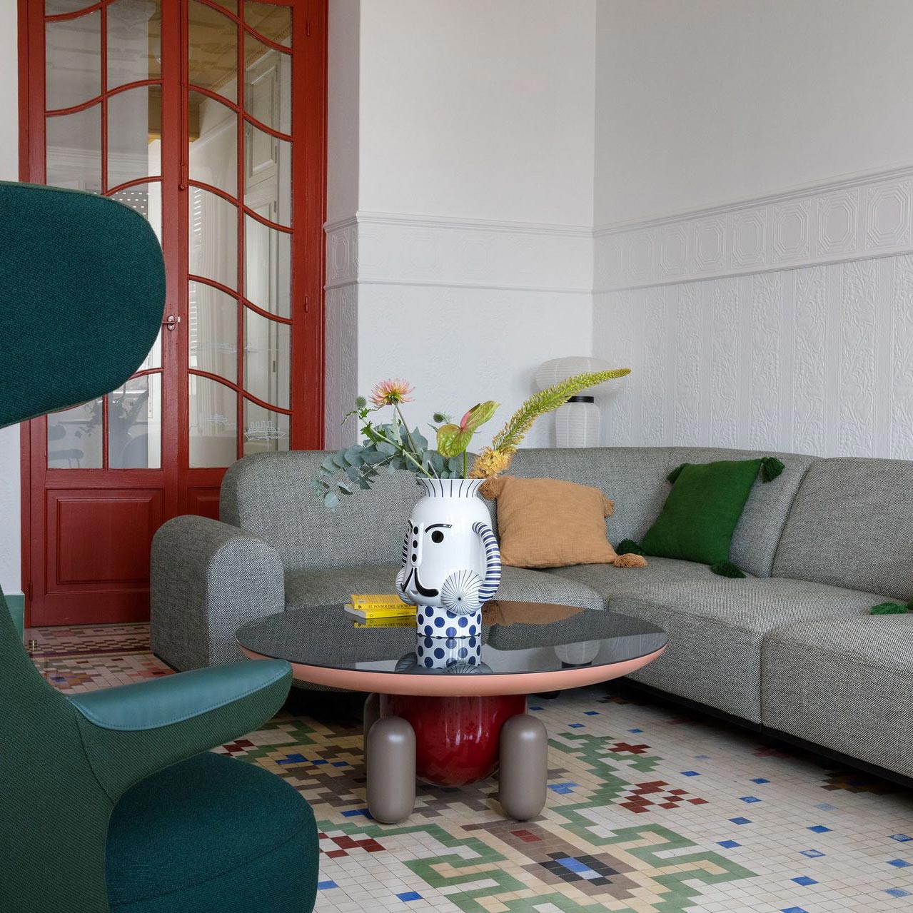 EXPLORER - Round glass-fibre coffee table by BD Barcelona DesignRound Glass-Fibre Coffee Table Explorer 3 by Bd Barcelona Design #Multicolor Red - V1