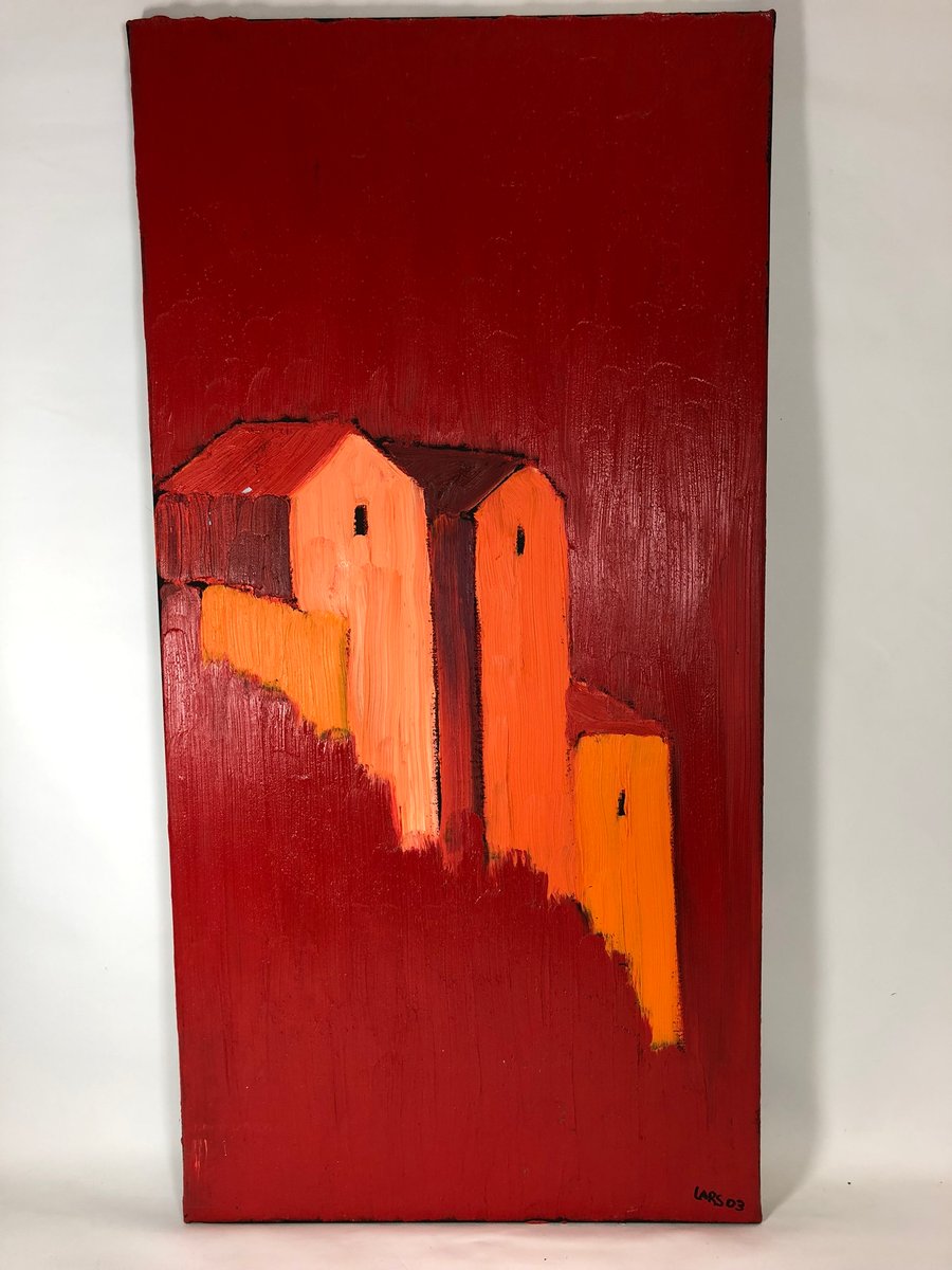 Lars Pfeiffer, Red Houses Triptych, 2003, Oil on Canvas, Set of 3