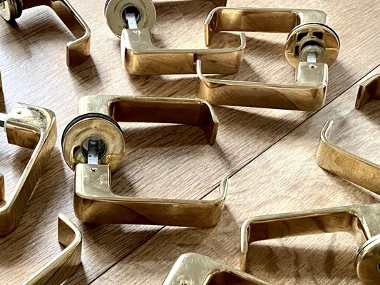 Lasta Brass Door handles by Timo Sarpaneva for Finland Primo Oy, 1960s, Set of 12-APD-2034021