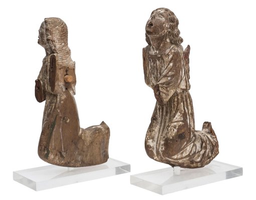 Late-15th Century Wooden Praying Angels, Set of 2-ZCI-751773