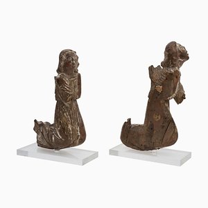 Late-15th Century Wooden Praying Angels, Set of 2-ZCI-751773